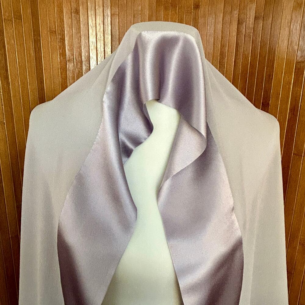 Vintage Linda Hutton For Bloomingdale's Silk Chiffon Lavender Shawl Scarf 33x66 - Picture 3 of 6
